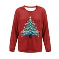 thumbnail image 5 of Yteetum Chandails en Molleton de Noël pour Femmes, Col Rond, Tricot Côtelé, Chandail Sans Capuche, Imprimé Graphique, Manches Longues, 5 of 5