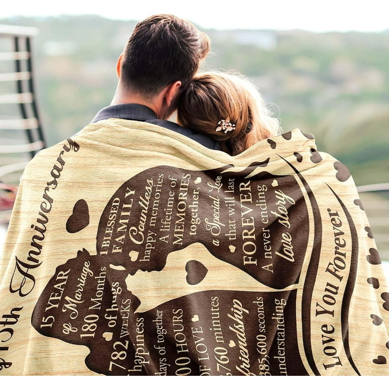 LHSHID 15 Year Anniversary Wedding Gifts for Her Him Blanket