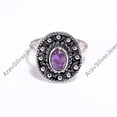 thumbnail image 2 of Natural Purple Amethyst Gemstone 925 Sterling Silver Design Statement Ring Jewelry Gift for Her, 2 of 5