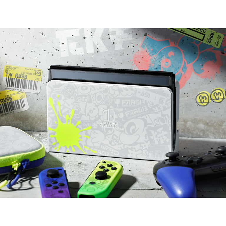 2022 Nintendo Switch OLED Splatoon 3 Limited Edition 5 in1 Bundle, Blue &  Yellow Gradient Joy-Con 64GB Console, LAN-Port Graffiti-themed Dock, Mytrix  Bamboo Wireless Pro Controller & Accessory 
