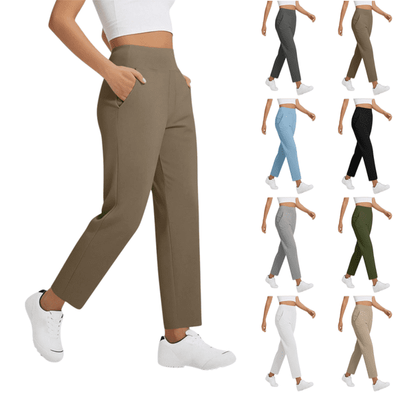 LRGSHF Golf Pants for Women Comfortable High Waisted Slacks with Side Pockets
