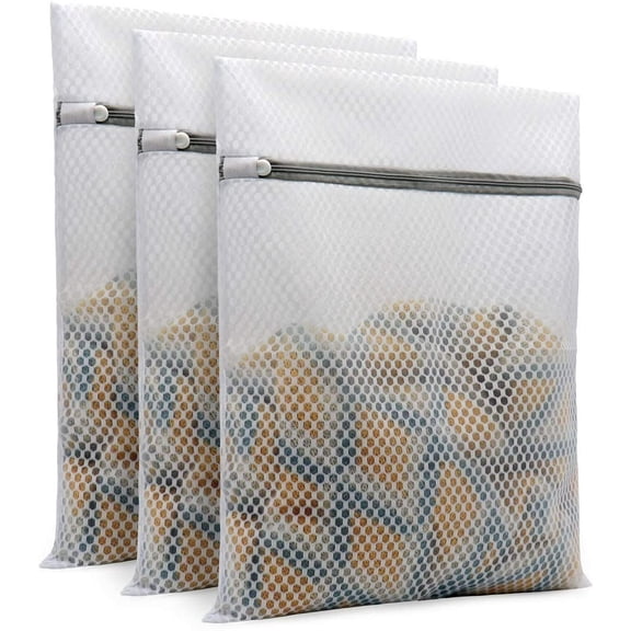 Zhuge 3-Piece 12"x16" Durable Mesh Laundry Bag - Suitable for Delicate Clothes