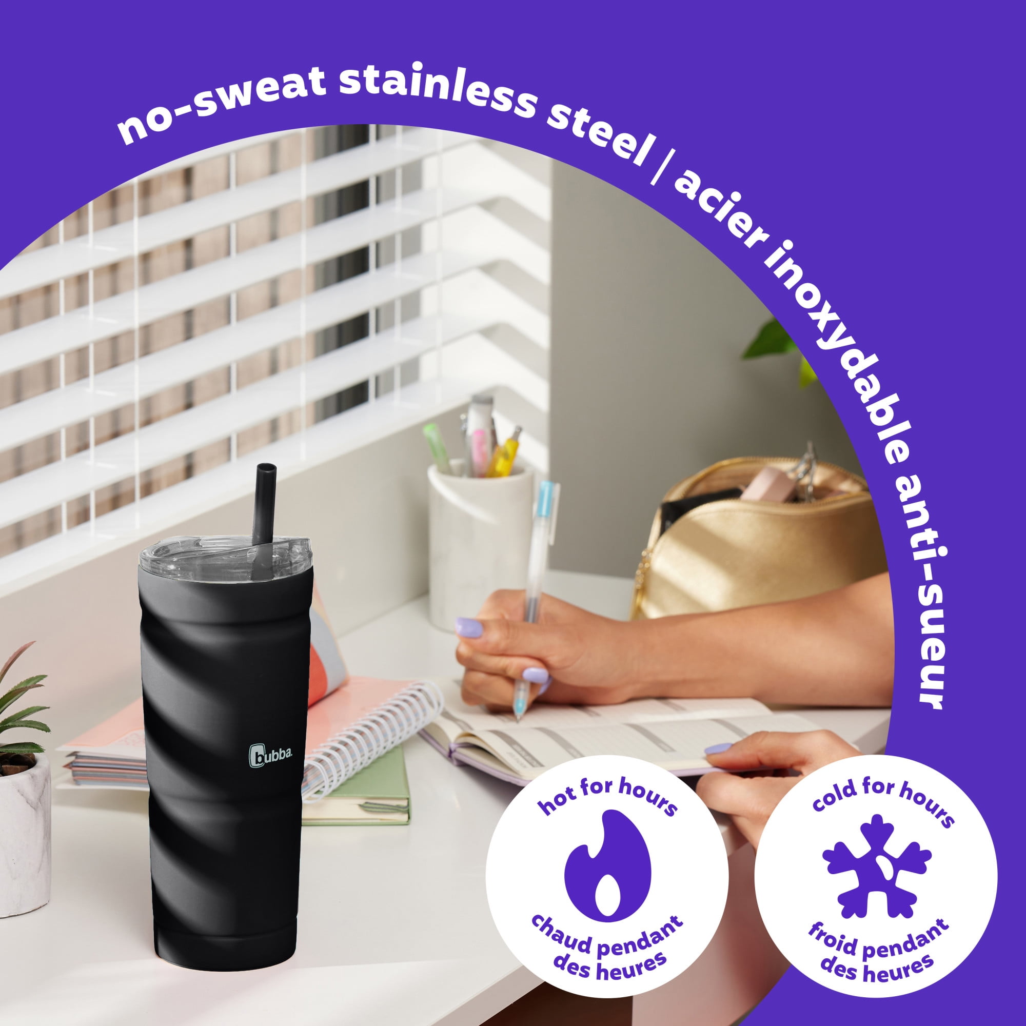 bubba Envy S Tumbler, Insulated Stainless Steel Water Bottle with Straw Lid, Licorice