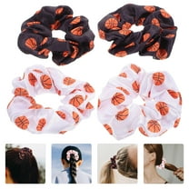MLINS 4pcs Trendy Basketball Print Hair Scrunchies Girls Hair Band Elastic And Decorative Hair Ties Ponytails Holder For Sports Parties And Everyday Wear