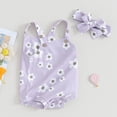 thumbnail image 2 of Bagilaanoe Newborn Baby Girl Rompers Flower Print Sleeveless Bodysuits + Headband 3M 6M 12M 18M Infant Summer One Piece Jumpsuit, 2 of 7