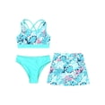 thumbnail image 3 of iEFiEL Girls 3Pcs Swimwear Strappy Back Crop Top Tankini Set with Skirt for Beach Pool Bathing Swimming Light Green 16, 3 of 7