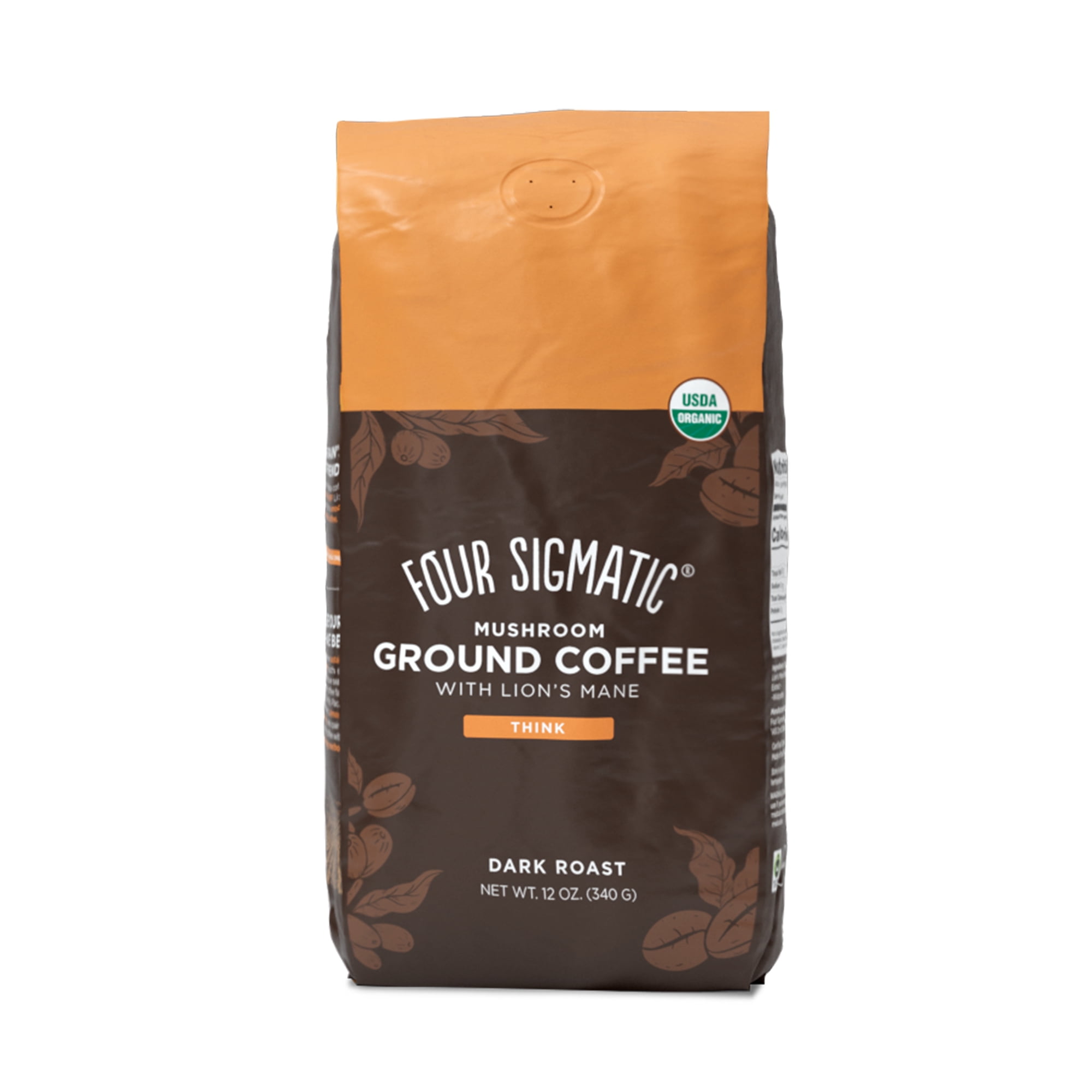 Four Sigmatic Mushroom Ground Coffee Mix, Dark Roast, 12 Ounce Bag