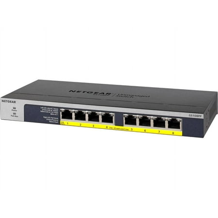 UPC: 0606449130010 | NETGEAR 8-Port Gigabit Ethernet PoE+ Unmanaged Switch with 120W PoE Budget  Rack-mount or Wall-mount (GS108PP-100NAS)