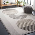 thumbnail image 2 of SAFAVIEH Urban Merrick High Low Double Circle Striped with Fringe Area Rug, Grey/Light Grey, 5'3" x 7'6", 2 of 8