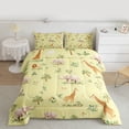 thumbnail image 2 of Castle Fairy Cute Wildlife Lion Elephant Giraffe Bedding Comforter Set 2pcs for Kids Children Teens,Cartoon Floral Flowers Animal Twin Comforter Sets Microfiber,Yellow Orange Breathable Bedding Set, 2 of 8