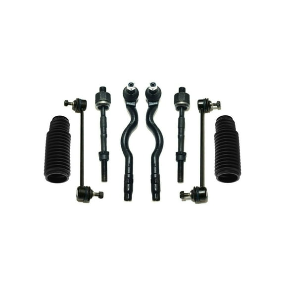 Front 8 Pc Suspension Steering Kit Inner Outer Tie Rod Ends Bellow Boots Sway Bar Links