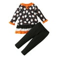 thumbnail image 3 of GYRATEDREAM Toddler Baby Girl Halloween Outfit Ruffle Long Sleeve Shirt Tops + Pants Set 2PCS Cute Fall Clothes, 3 of 9