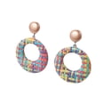 thumbnail image 2 of Fiudx Pendientes Geométricos Redondos de Ratán y Madera de Estilo Bohemio para Mujer, 2 of 2
