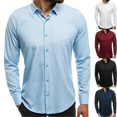 Luxury Men Casual Stylish Slim Fit Long Sleeve Casual Business Formal Shirts (Best Business Casual Shirts)