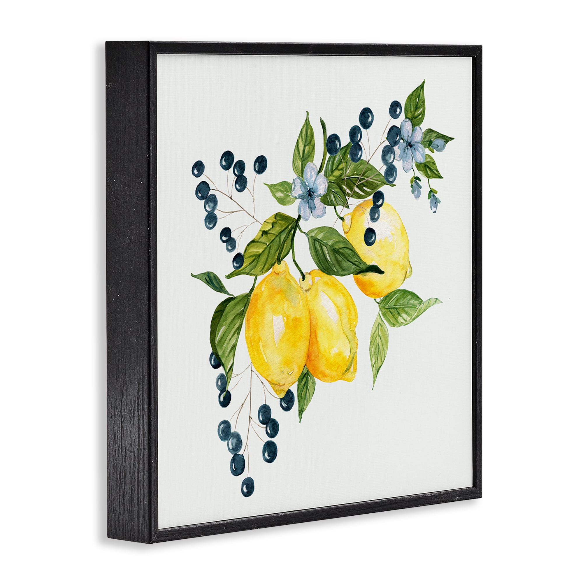 Stupell Industries Lemon Branch with Berries Black Framed Giclee Art, design by Livi Finn
