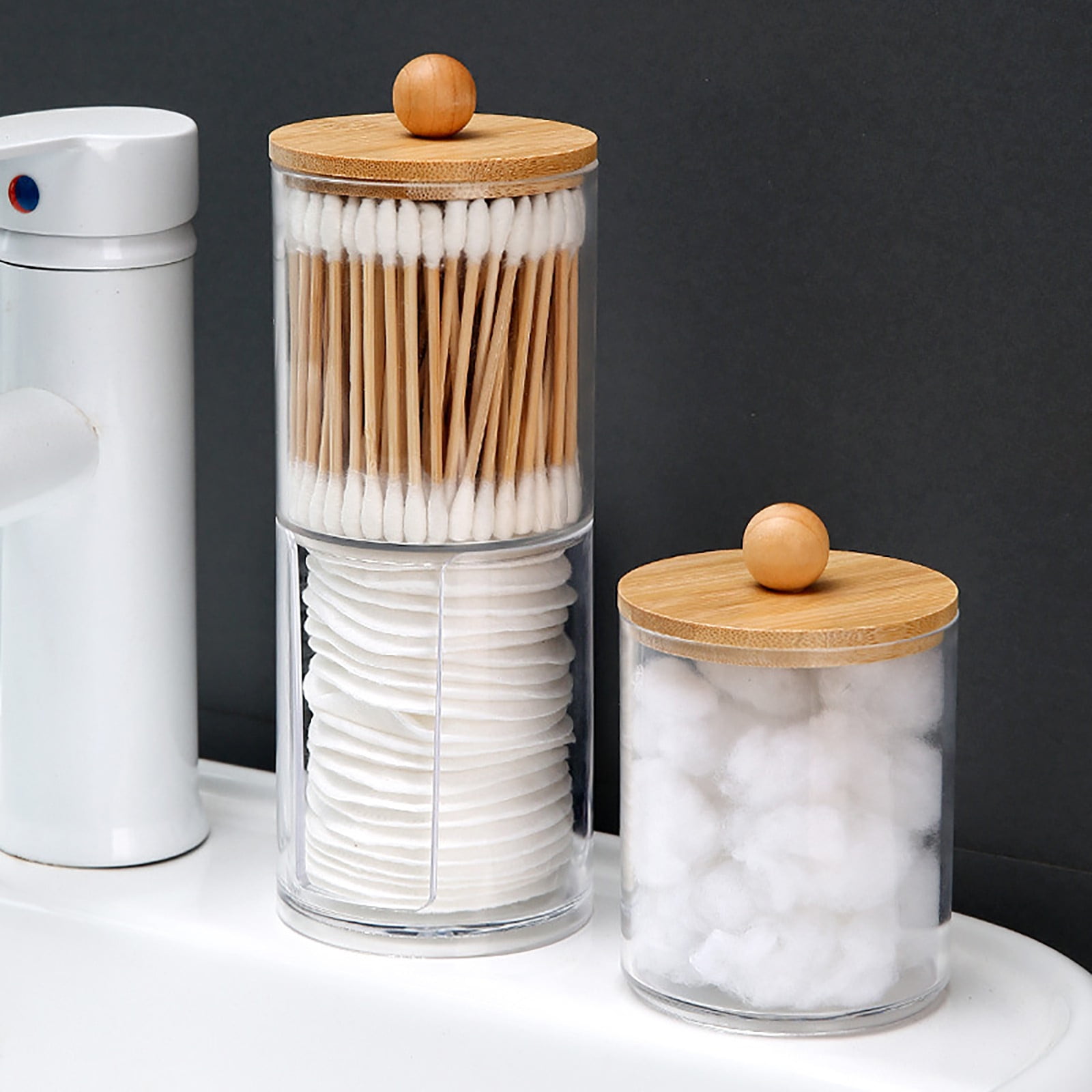 Home Tbestmax Clear Qtip Holder Plastic Cotton Swab Ball Pad Organizer