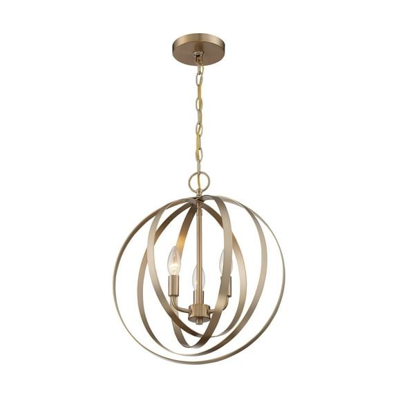 60/7057 Nuvo Lighting Pendleton-3 Light Pendant in Glam Style-16 Inches Wide by 18.38 Inches High-Burnished Brass Finish -Traditional Installation