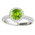 thumbnail image 2 of Mauli Jewels Rings for Women 1.20 Carat Diamond And Round Shaped Peridot Ring 4-prong 10K White Gold, 2 of 7