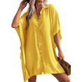 thumbnail image 3 of Ekouaer Women's Swimsuit Cover Up 3/4 Sleeve Beachwear Bikini Coverups Button Down Oversized Cover Up Shirt S-3XL, 3 of 5