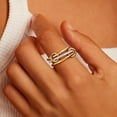 thumbnail image 6 of Gold Stackable Rings for Women Non Tarnish 14K Gold Plated Interlocked Ring Gold Silver Mixed Metal Statement Rings Dainty Cubic Zirconia Band Thumb Ring Jewelry Gift for Women, 6 of 7