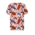 thumbnail image 4 of Tmtolofot Women's Summer Retro Casual Floral Print Button Down V-Neck Short Sleeve Tunic Shirts Women Casual Loose Blouse Vintage Print Top 2#Red Large, 4 of 4