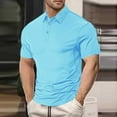 thumbnail image 2 of Casual Shirts for Men Short Sleeve Notch Neck Solid Color Pullover Blouse Shirt with Pockets Plus Size Stand Up Collar Casual Leisure Breathable Tops for Men, 2 of 7