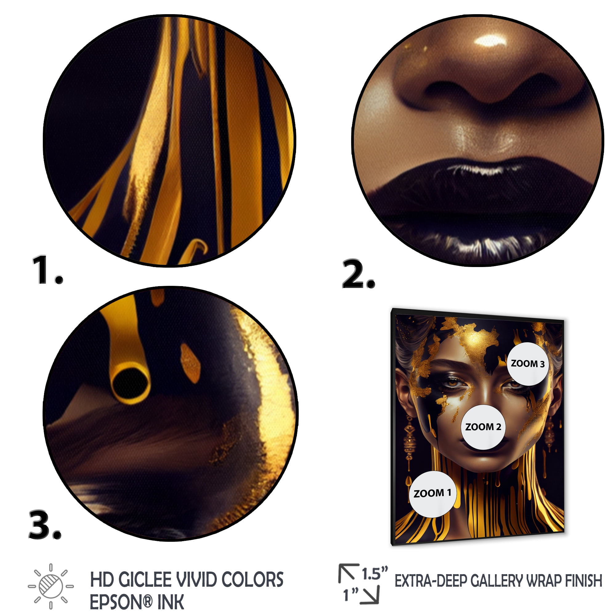 Designart Sensual Liquid Gold Woman V Framed Wall Art