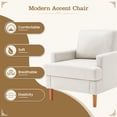 thumbnail image 3 of Techmilly Accent Chairs, Mid-Century Linen Fabric Armchair for Living Room, Modern Comfy Sofa Chair for Bedroom, Upholstered Reading Chairs for Reading Space, Wating Room - White, 3 of 9