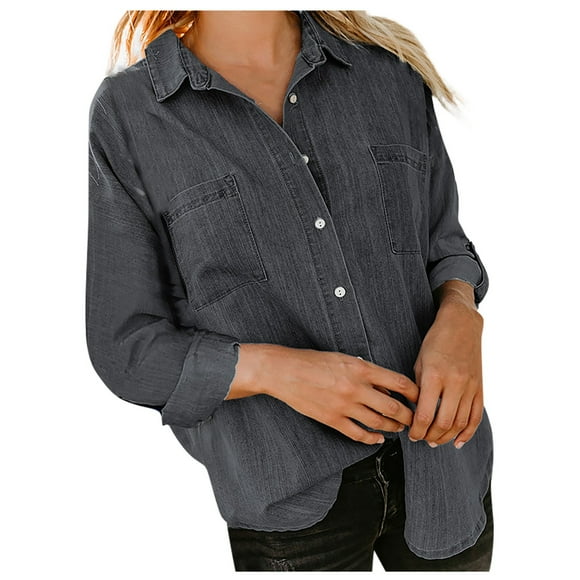 Women's Black Collared Shirts