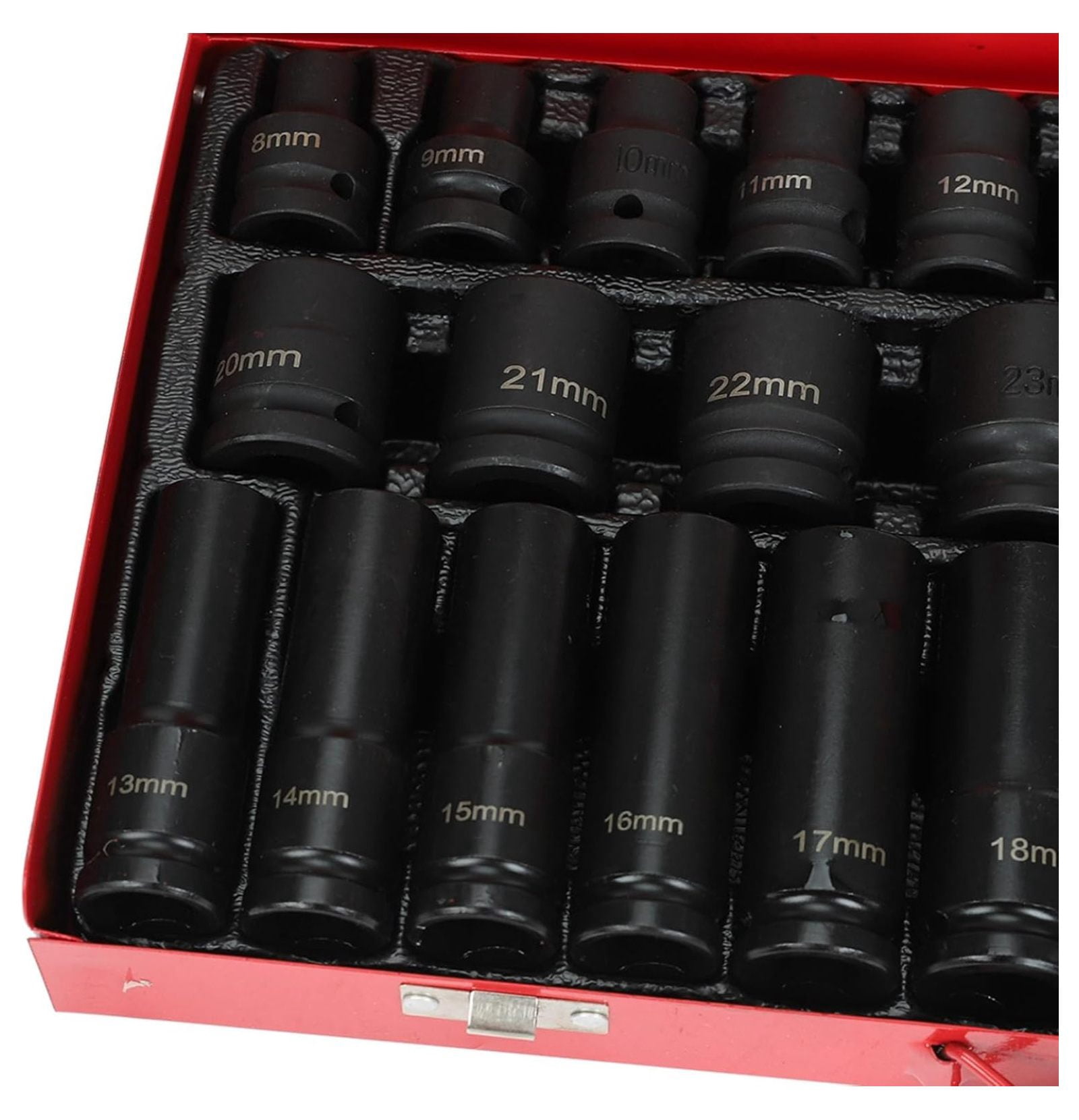 35pcs 1/2" Inch Deep Impact Socket Set Drive 8-32mm Metric Garage Sae With Case - 6 Point - Garage Workshop Car Auto Truck Repair Hand Tools