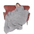 thumbnail image 1 of 80 * 100cm Blanket Plaid Blanket Hand Knitted Wool Blanket Gray ==, 1 of 2