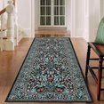 thumbnail image 2 of Washable Kitchen Runner Rug, Floral 2x6 Rug for Hallway Non Slip Stain Resistant, Ultra-Thin Boho Soft Hallway Rug for Entryway, Laundry Room Floor Mat, Black, 2 of 8