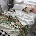 thumbnail image 3 of Christmas Plants Throw Flannel Blanket 40x50In Winter Eucalyptus Leaves Bird Black Plaid Super Soft Cozy Bed Blanket, Lightweight Plush Fuzzy Bed Throw for Bedroom Sofa Couch Living Room, 3 of 4