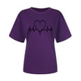 thumbnail image 4 of QUINDOS Womens Shirts Short Sleeve Purple Summer Ladies Tops Cool Crew Neck Heart Print Tops, 4 of 4
