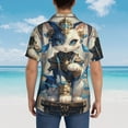 thumbnail image 4 of Pofeuu Exotic Blue Cat Print Hawaiian Shirt for Men Sleeves Casual Button Down Summer Beach Dress Shirts T-Shirts,XX-Large, 4 of 7
