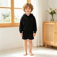 thumbnail image 2 of TOWED22 Girls Boys Tracksuit Sets Athletic Sweatsuits Hooded Sweatshirt and Jogger Shorts Outfits 2 Piece Sets For Kid,Black,3-4 Y, 2 of 9
