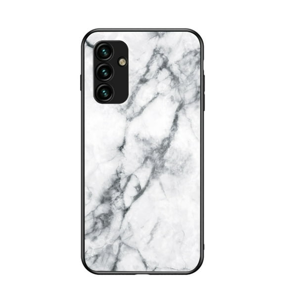 SaniMore Case for Samsung Galaxy A05S 6.7" 2023, Transparent Glass & TPU Bumpers 3-Layer Shock Absorbing Lightweight Marble Glass Full Body Protective Shell for Samsung A05S, White
