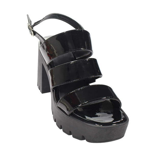 SANDALIA CASUAL TACON LEON MUJER NEGRO CHAROL 4800 LEON 4800p