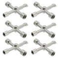 thumbnail image 1 of Llave de utilidad de 4 vías Uxcell 6pcs, llave multifuncional en forma de triángulo y cuadrado para abrir armarios eléctricos de válvulas, color plateado, 1 of 6
