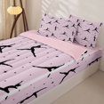 thumbnail image 3 of Castle Fairy Ballet Dance Zipper Twin Comforter Sets with Fitted Sheet and 2 Pillowcases,Star Silhouette Print Zipper Bedding Set,Pink,Pink Reversible,4-Piece, 3 of 6