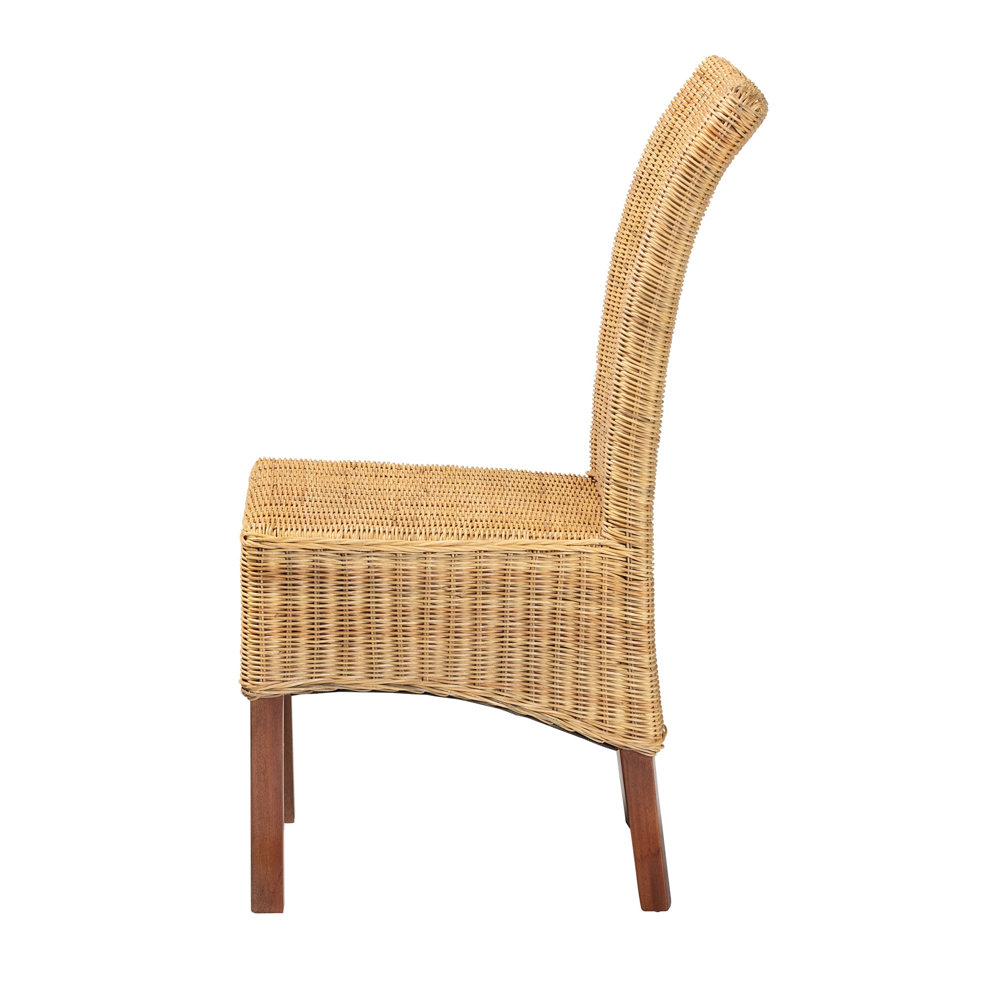 bali & pari Shamara Rattan and Mahogany wood BOHO Dining Chair, Natural Brown