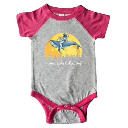 

Inktastic Never Stop Believing Astronaut Whale Gift Baby Boy or Baby Girl Bodysuit