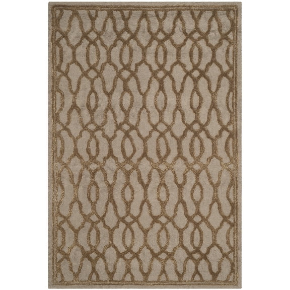 SAFAVIEH Martha Stewart Geometric Overlap Bordered Area Rug, Brown/Bronze, 4' x 6'