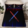 thumbnail image 2 of Manfei Red Blue Gradient Light Queen Sheet Sets,Video Games Theme Flat Sheet,Modern Fashion Gaming Queen Fitted Sheet For Boys,Ultra Soft Home Decor,4 Pieces, 2 of 7