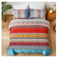 thumbnail image 3 of TiaGOC Boho Quilt Set Queen Size, Bohemian Red Christmas Stripe 3 Pieces Bedspread Set Lightweight Microfiber All Season Christmas Bedding Coverlet Set for Queen Bed (96"x90"), 3 of 8