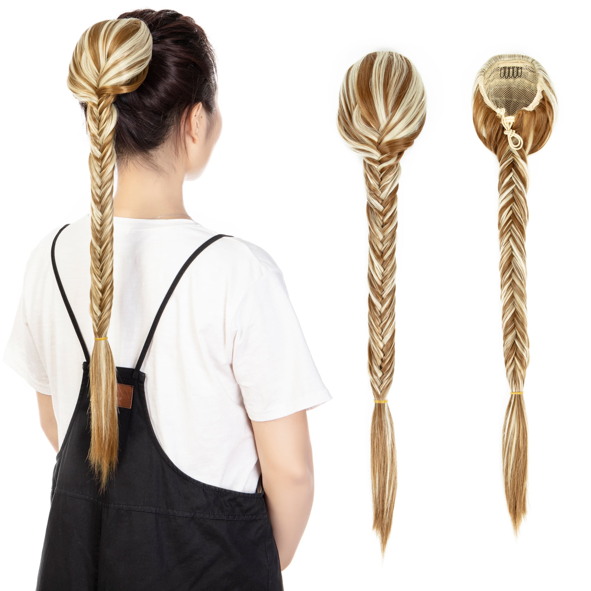 LELINTA Women's Long Straight Fishtail Braids Ponytail
