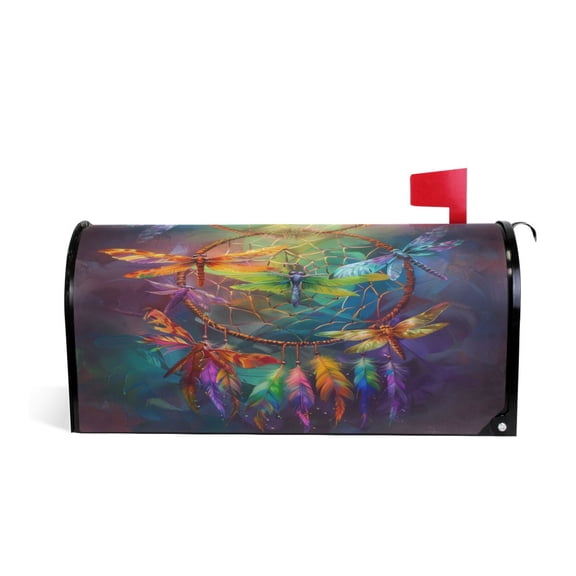 Mailbox Covers Magnetic Large Size Post Box Cover Wrap Outside Waterproof Home Yard Garden Decor Colorful Dragonflies 25.5x21