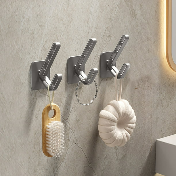Fiudx Paquete de 3 Ganchos de Pared para Ropa (En Liquidación) - Perchas Adhesivas Sin Taladro para Puertas, Dormitorios y Armarios - Ganchos de Plástico Resistentes En Negro, Blanco y Gris - 10 X 5,