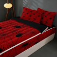 thumbnail image 3 of Homewish Spider Web Zipper Full Size Comforter Sets with Fitted Sheet and 2 Pillowcases, Happy Halloween Zipper Bedding Set, Bright Red, Black Reversible, 3 of 7