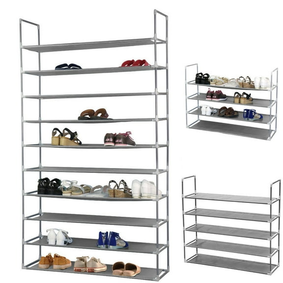 UBesGoo 10 Tiers Shoe Rack Cabinet Tower Stackable Shelves Gray